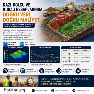 Kazı-Dolgu, Hacim ve Kübaj  Hesaplama Hizmeti 